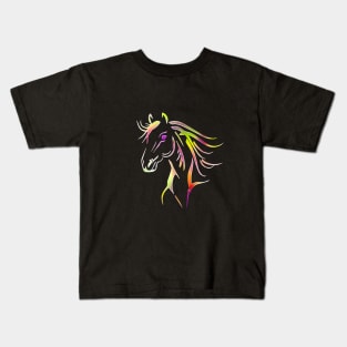 Horse Animal Wildlife Forest Nature Chrome Graphic Kids T-Shirt